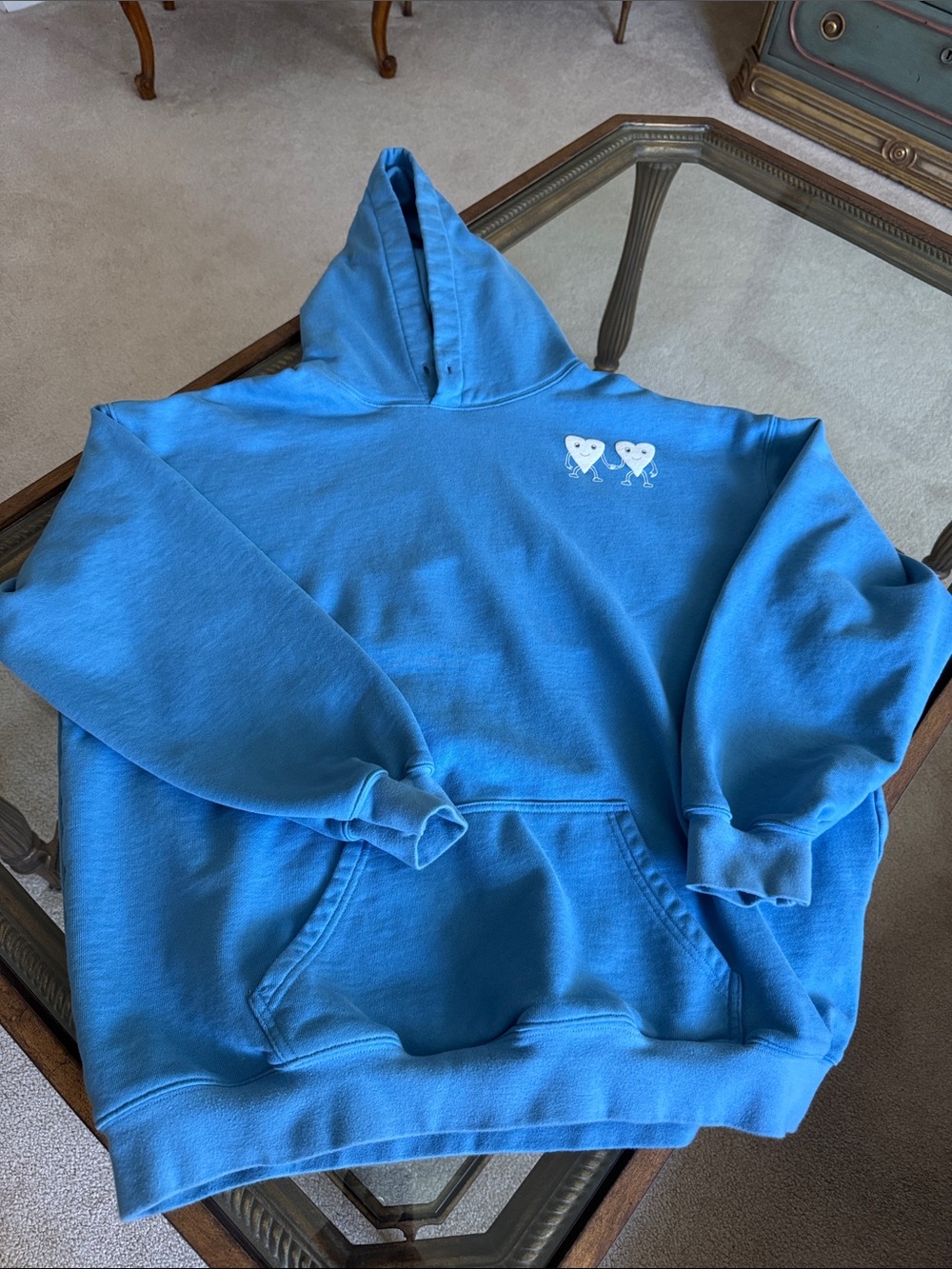 Mayfair Group Blue Graphic Heart Hoodie - Women's Oversized Pullover